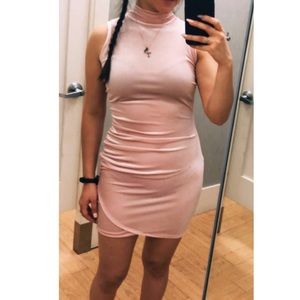 light pink velvet dress